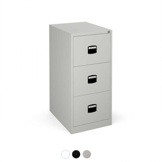 Contract Quality 2 Drawer Steel Office Filing Cabinets, Black, White, Grey