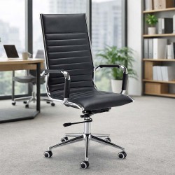 LUCERA Contemporary Designer Black Leather Office Chairs