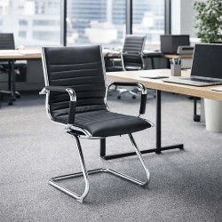 LUCERA VISITOR Modern Black Leather Office Visitors Chair