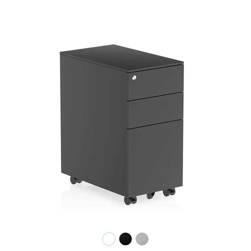 3 Drawer Narrow Steel Mobile Office Storage Pedestal