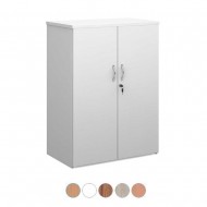 UNIVERSAL 2 Shelf Double Door Lockable Office Storage Cupboard 1090mm High