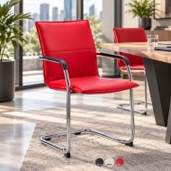 JULES Red Leather Office Visitor Boardoom Chairs