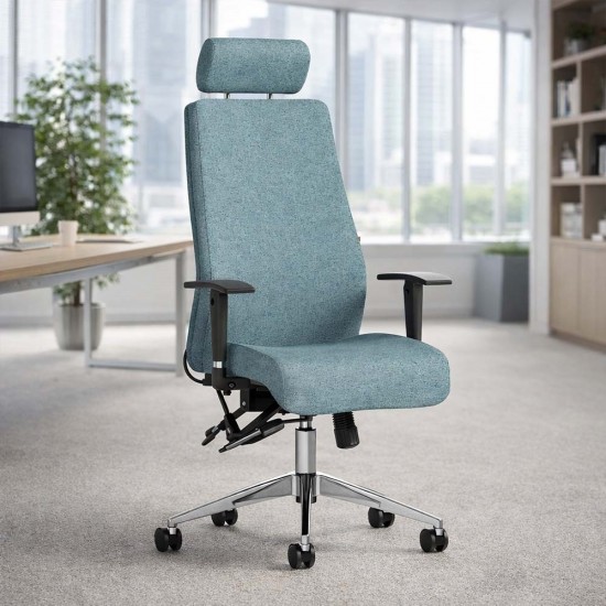 LOTUS FABRIC 24 Hour High Back Multi Function Ergonomic Office Chair, COLOUR SEAT + BACK