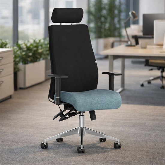 LOTUS FABRIC 24 Hour Usage High Back Multi Function Ergonomic Office Chair, COLOUR SEAT