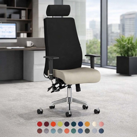 LOTUS FABRIC 24 Hour Usage High Back Multi Function Ergonomic Office Chair, COLOUR SEAT