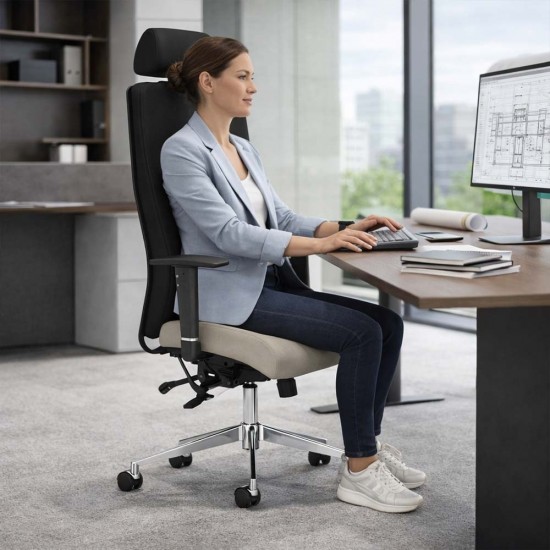 LOTUS FABRIC 24 Hour Usage High Back Multi Function Ergonomic Office Chair, COLOUR SEAT