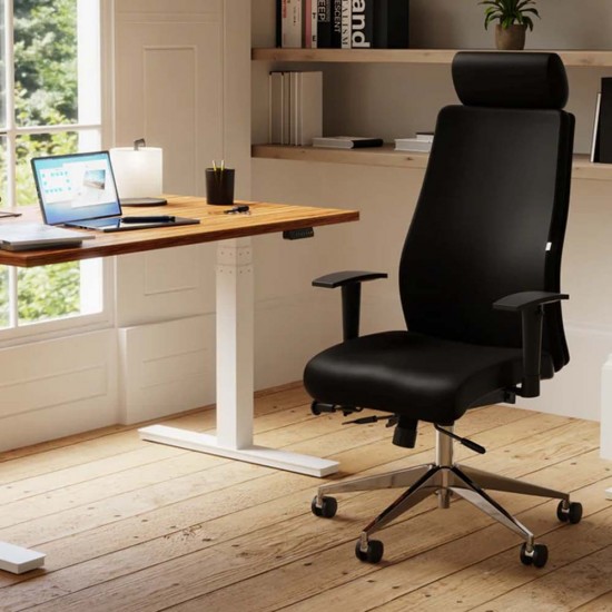 LOTUS LEATHER 24 Hour Usage High Back Ergonomic Office Chair with Headrest