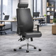 LOTUS LEATHER 24 Hour Usage High Back Ergonomic Office Chair with Headrest