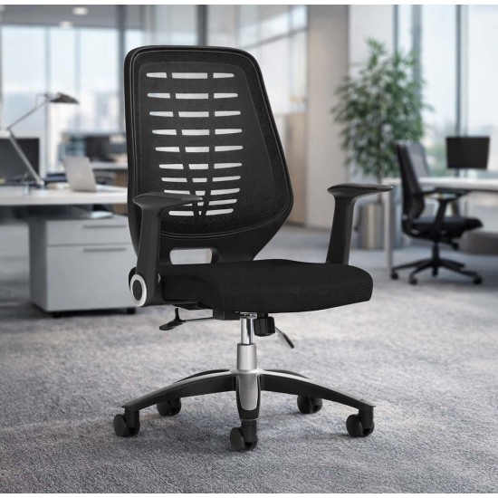OPERA Modern Mesh Office Chair, Black Mesh Back and Folding Arms
