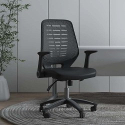OPERA Mesh Back Leather Seat Office Task Chair with Folding Arms