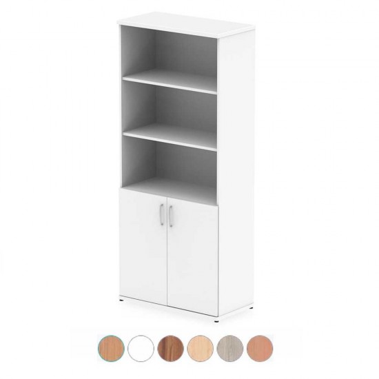 Pacific 2000mm High Open Shelf Cupboard, White Office Bookcase With Doors