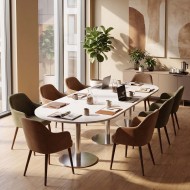 PACIFIC Contemporary Round End Boardroom Table with Circular Base 