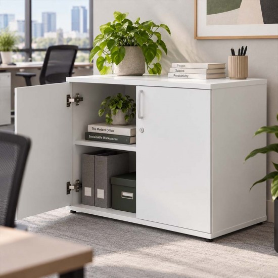 PACIFIC Desk High 600mm Deep Wooden Office Storage Cupboard