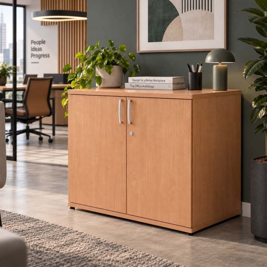 PACIFIC Desk High 600mm Deep Wooden Office Storage Cupboard