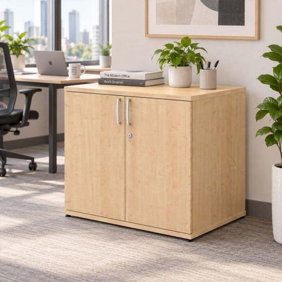 PACIFIC Desk High 600mm Deep Wooden Office Storage Cupboard