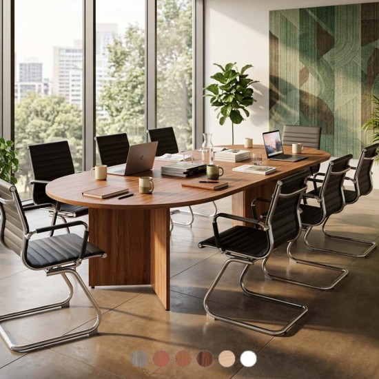 PACIFIC 2400mm Rounded End Wooden Boardroom Table with Arrow Head Legs 