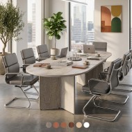 PACIFIC 2400mm Rounded End Wooden Boardroom Table with Arrow Head Legs 