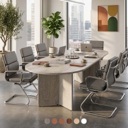 PACIFIC 2400mm Rounded End Wooden Boardroom Table with Arrow Head Legs 