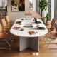 PACIFIC 2400mm Rounded End Wooden Boardroom Table with Arrow Head Legs 