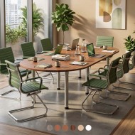 PACIFIC 2400mm Round End Contemporary Wooden Boardroom Table with Post Legs