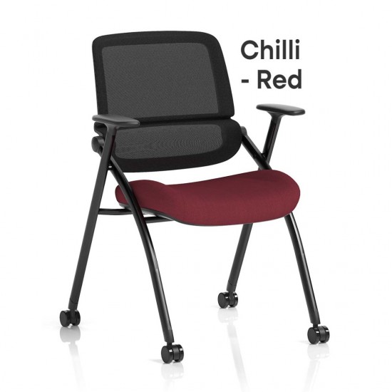 STRATA Bespoke Colour choice Mesh Back Space Saving Folding Conference Training Room Chair with Arms