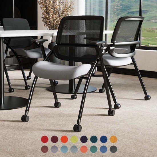 STRATA Bespoke Colour choice Mesh Back Space Saving Folding Conference Training Room Chair with Arms