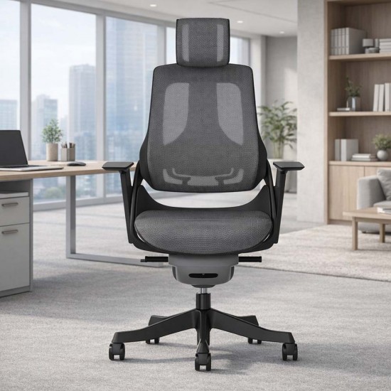 STORM-MK2 Dark Grey Mesh Ergonomic Office Chair - Black Shell