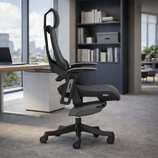 STORM-MK2 Dark Grey Mesh Ergonomic Office Chair - Black Shell