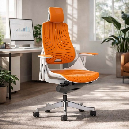 STORM-MK2 Designer Orange Elastane Ergonomic Office Chair