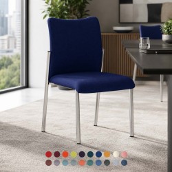 BARNES Meeting Room Chairs without Arms, Chrome Frame, Bespoke Colour Seat + Back