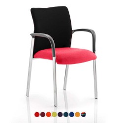 BARNES Meeting Room Chairs with Arms, Chrome Frame, Black Back, Bespoke Colour Seat