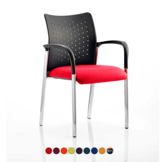 BARNES Meeting Room Chairs with Arms, Chrome Frame, Nylon Back,  Bespoke Colour Seat Options