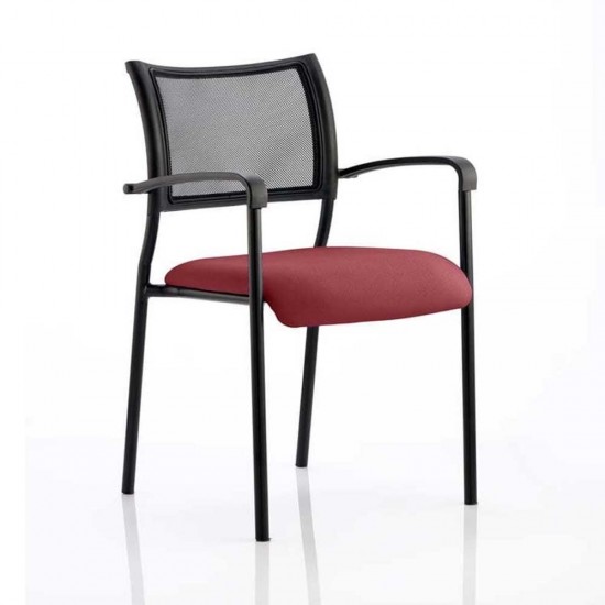 CONCEPT BLACK Stackable Meeting Room Chair, Black frame, Mesh Back, With Arms, Bespoke Colour Seat