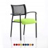 CONCEPT BLACK Stackable Meeting Room Chair, Black frame, Mesh Back, With Arms, Bespoke Colour Seat