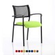 CONCEPT BLACK Stackable Meeting Room Chair, Black frame, Mesh Back, With Arms, Bespoke Colour Seat