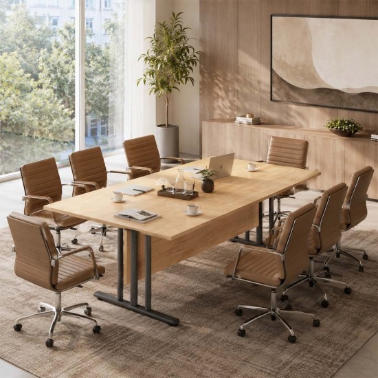 GIOVANNI Quality Boardroom Meeting Table, Oval, D-End or Boat Shaped