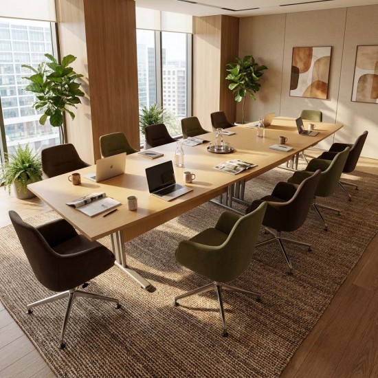 GIOVANNI Quality Boardroom Meeting Table, Oval, D-End or Boat Shaped