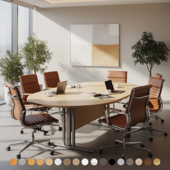 GIOVANNI Quality Boardroom Meeting Table, Oval, D-End or Boat Shaped