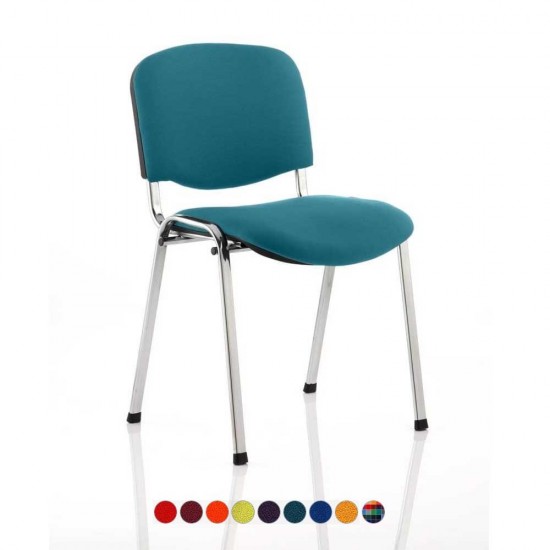 ISO Chrome Frame Stackable Meeting Room Chairs with Bespoke Colour Fabric Seat + Backrest