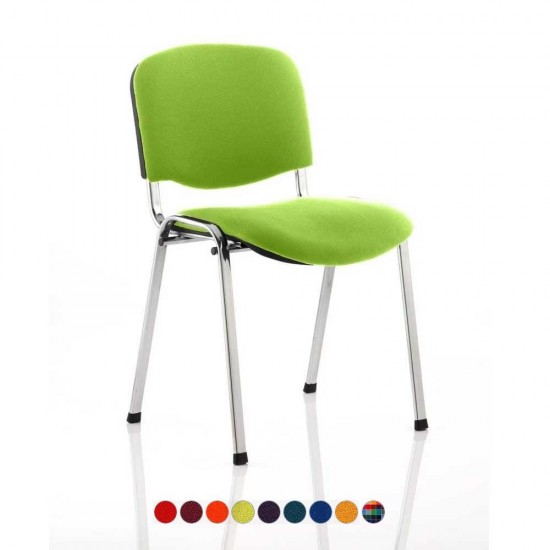ISO Chrome Frame Stackable Meeting Room Chairs with Bespoke Colour Fabric Seat + Backrest