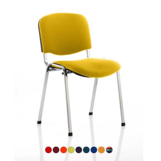 ISO Chrome Frame Stackable Meeting Room Chairs with Bespoke Colour Fabric Seat + Backrest