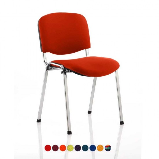 ISO Chrome Frame Stackable Meeting Room Chairs with Bespoke Colour Fabric Seat + Backrest