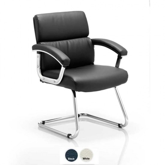 OLAF White or Black Leather Medium Back Contemporary Office Visitor Chair
