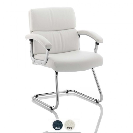 OLAF White or Black Leather Medium Back Contemporary Office Visitor Chair
