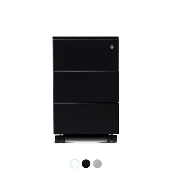 LAGRA Slimline Narrow Width 3 Drawer Steel Mobile Office Storage Pedestal LAGRA Slimline Narrow Width 3 Drawer Steel Mobile Office Storage Pedestal