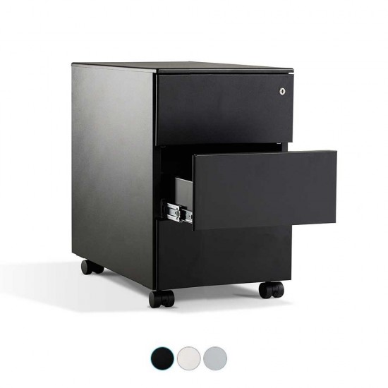 LAGRA Slimline Narrow Width 3 Drawer Steel Mobile Office Storage Pedestal LAGRA Slimline Narrow Width 3 Drawer Steel Mobile Office Storage Pedestal