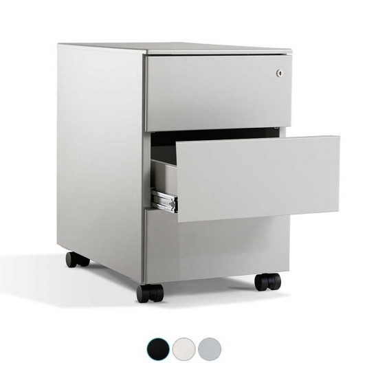 LAGRA Slimline Narrow Width 3 Drawer Steel Mobile Office Storage Pedestal LAGRA Slimline Narrow Width 3 Drawer Steel Mobile Office Storage Pedestal