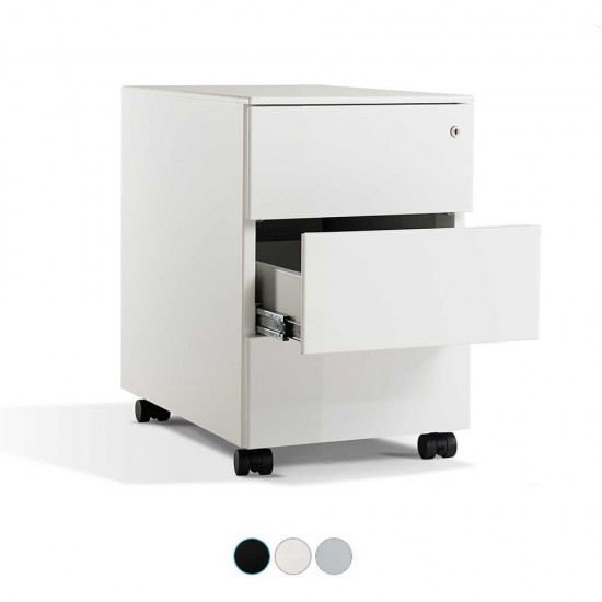 LAGRA Slimline Narrow Width 3 Drawer Steel Mobile Office Storage Pedestal LAGRA Slimline Narrow Width 3 Drawer Steel Mobile Office Storage Pedestal