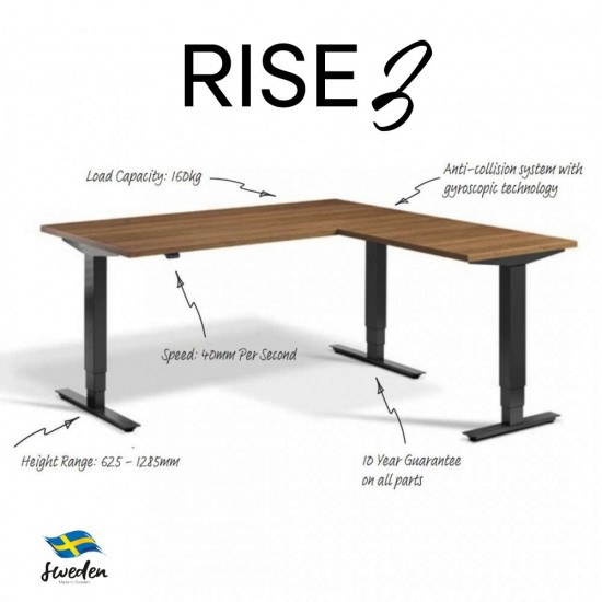 Rise 3 Corner Standing Desk – Height Adjustable L-Shaped Sit Stand Desk