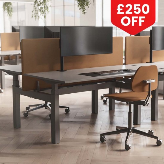 RISE DUPLO 2 Person Back-To-Back Electric Sit Stand Height Adjustable Desks, 1400mm RISE DUPLO 2 Person Back-To-Back Electric Sit Stand Height Adjustable Desks, 1400mm